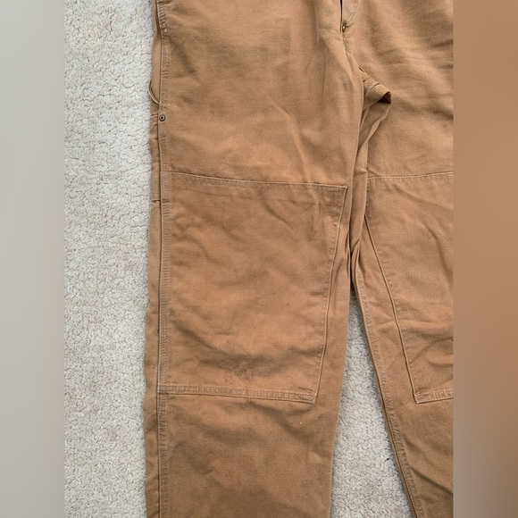 Vintage Carhartt 38x30 Double Knee Overalls Tan Duck Canvas USA Union Made 6FB - Picture 9 of 14